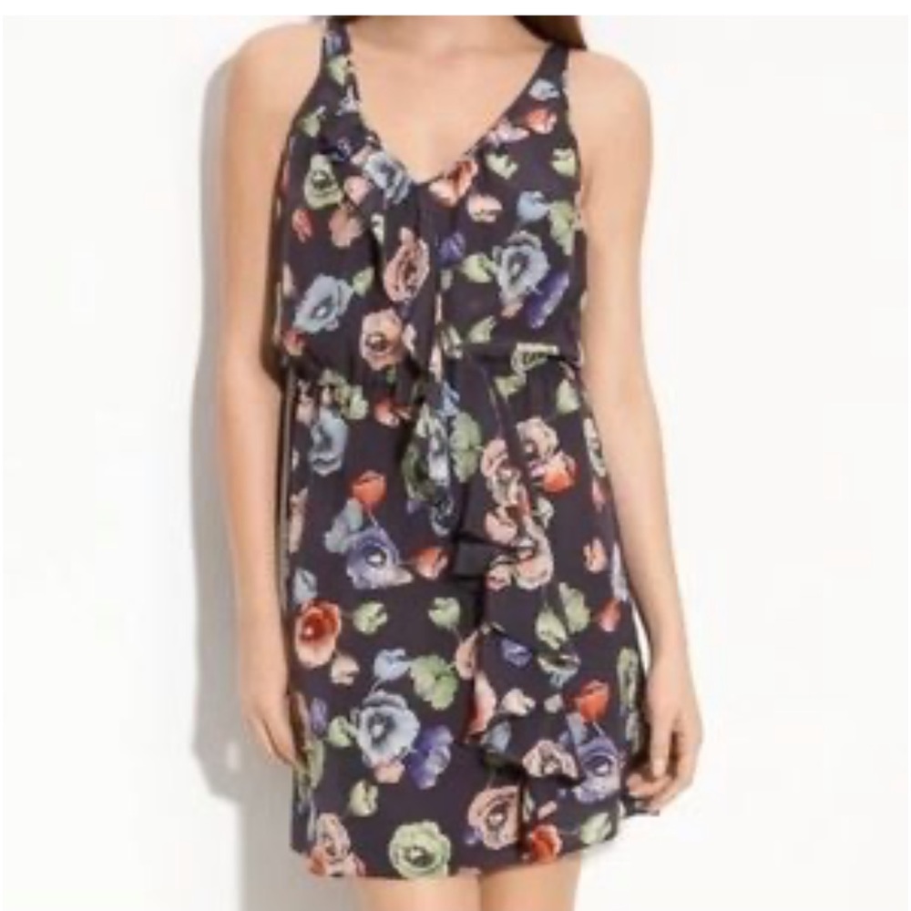 EUC Rebecca Taylor Majora Dress Size 10 100% Silk Floral Dress w/Pockets